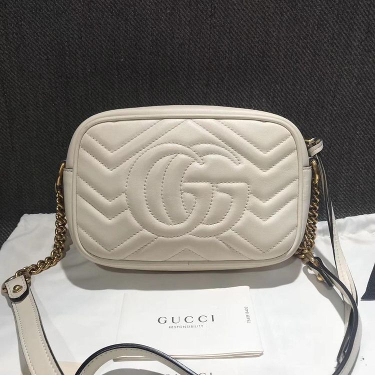 gucci 古驰白色复古金扣marmont相机包