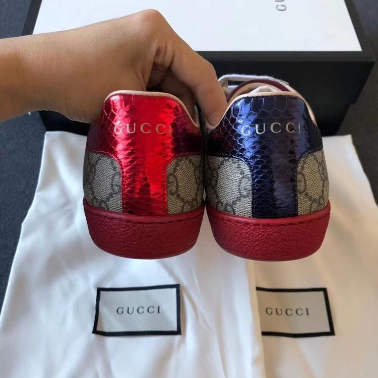 gucci 古驰经典印花红蓝织带装饰运动鞋