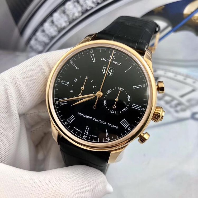 jaquet droz 雅克德罗星辰玫瑰金45mm计时法郎黑面机械男表