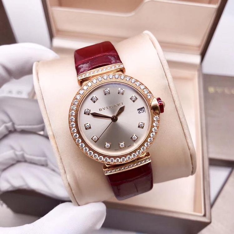 bvlgari 宝格丽女士机械表 lvcea系列玫瑰金镶钻手表