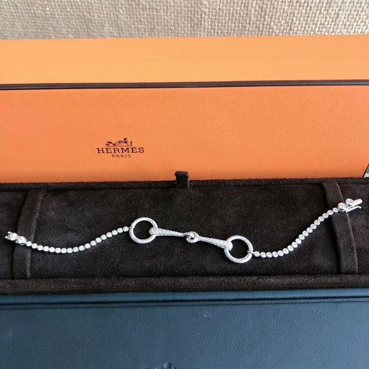 hermès 爱马仕filet白金满钻手链