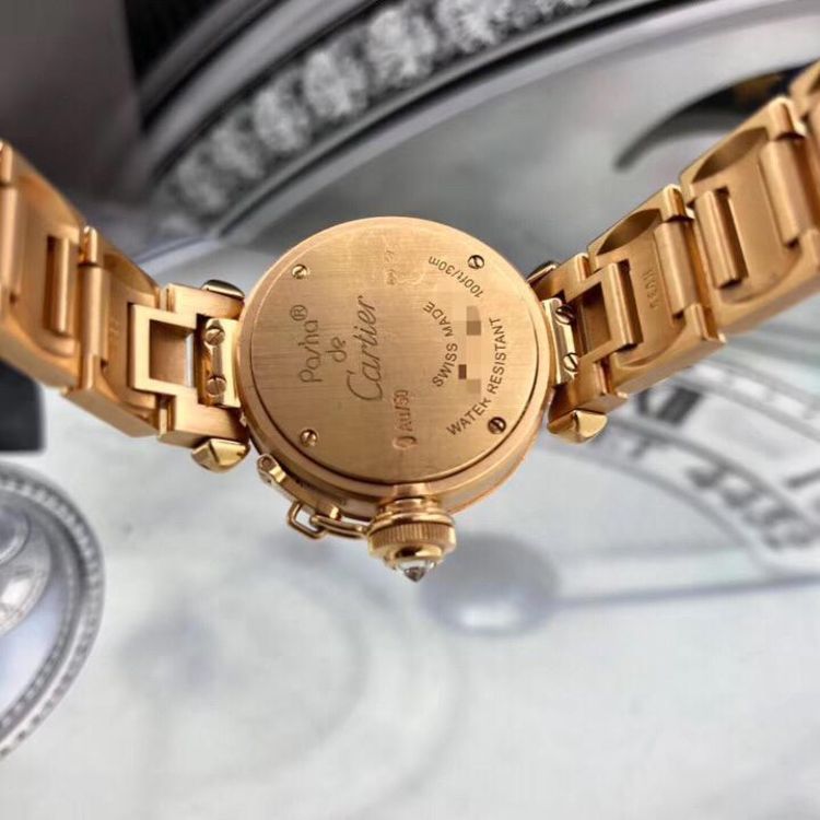 cartier 卡地亚帕莎wj124013玫瑰金镶钻女士金表