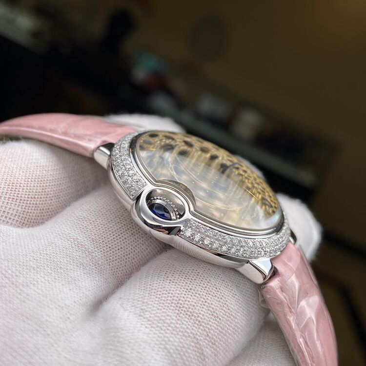 cartier 卡地亚蓝气球系列w69017z4后镶钻豹子面精钢机械表