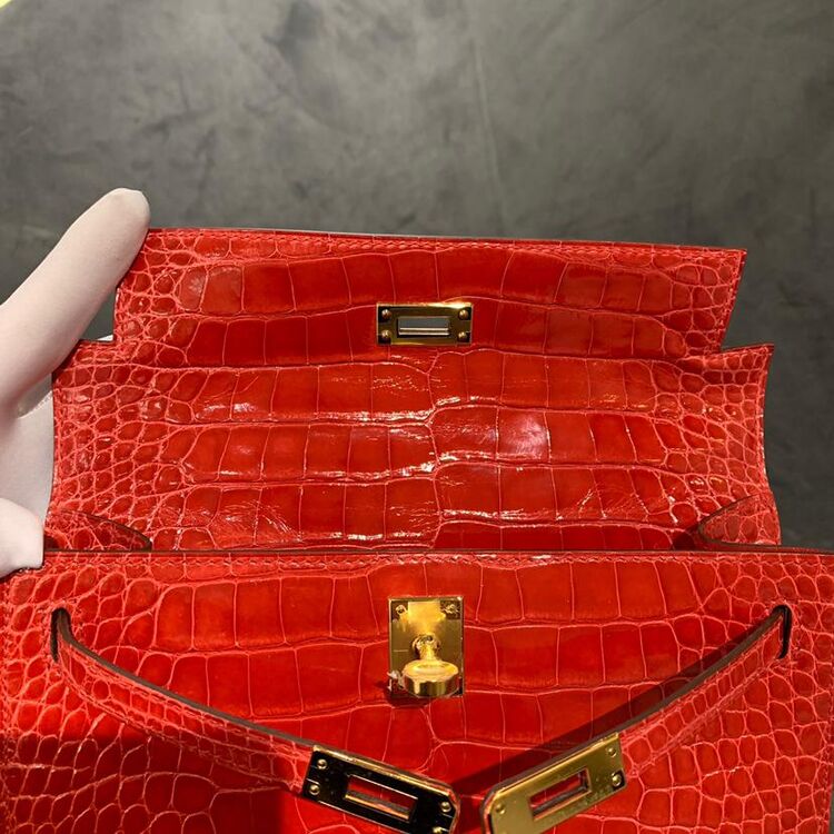 hermès 爱马仕mini kelly1代鳄鱼手提包