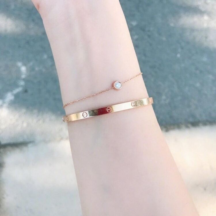 cartier 卡地亚玫瑰金窄版love手镯