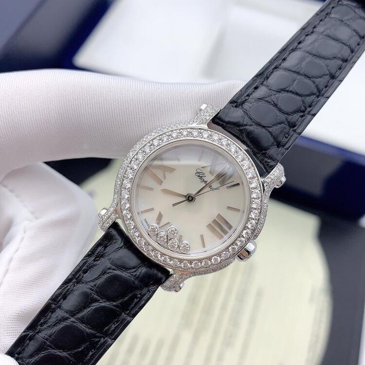 chopard 萧邦女士后镶钻石英腕表