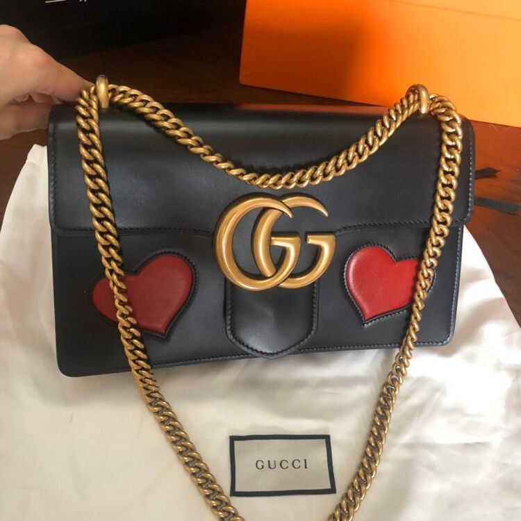 gucci 古驰marmont限量桃心链条包