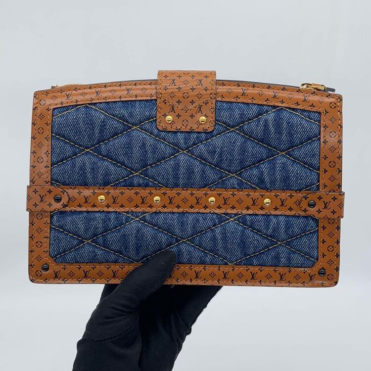 louis vuitton 路易·威登trunk clutch牛仔拼皮限量软盒子包