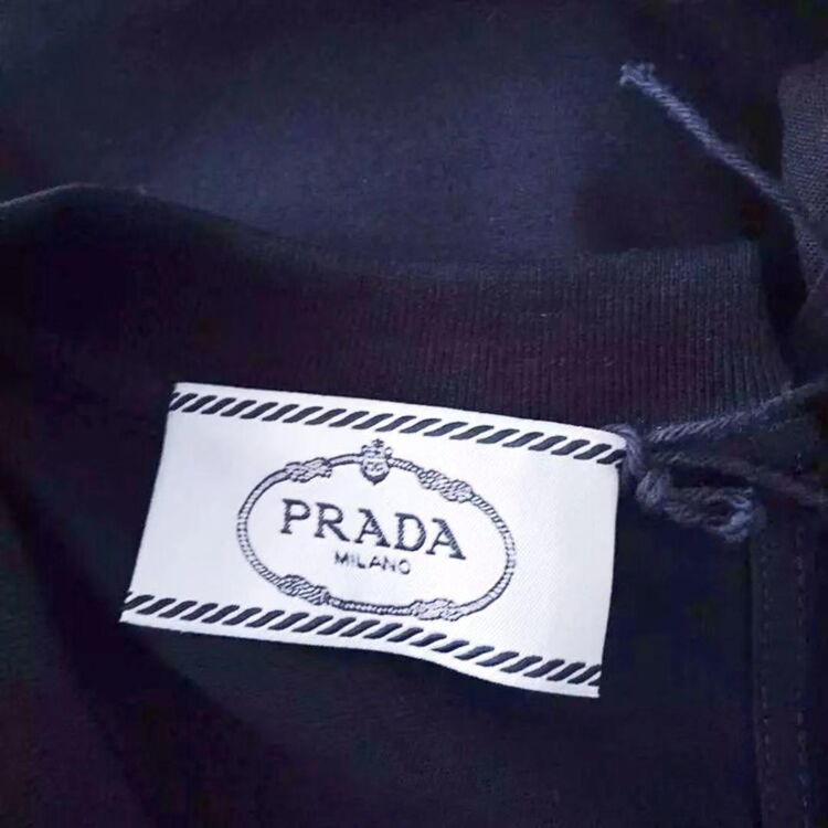 prada 普拉达女士泡泡袖深蓝色t恤衫
