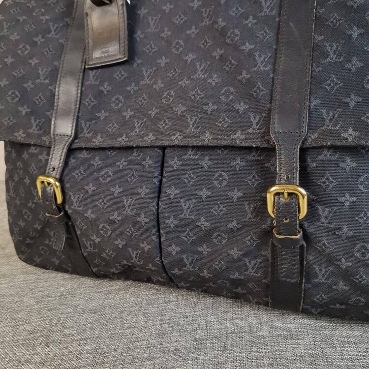 louis vuitton 路易威登男士藏蓝色丹宁手提斜挎邮差单肩包