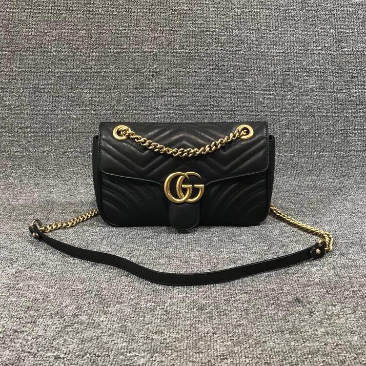 gucci marmont黑色中号女士单肩包