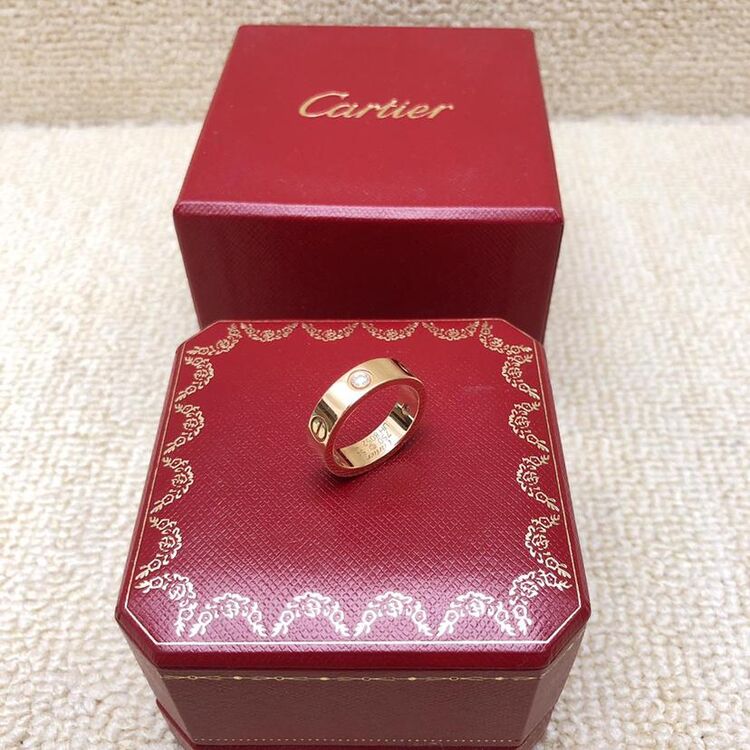 cartier 卡地亚love系列宽版三钻戒指