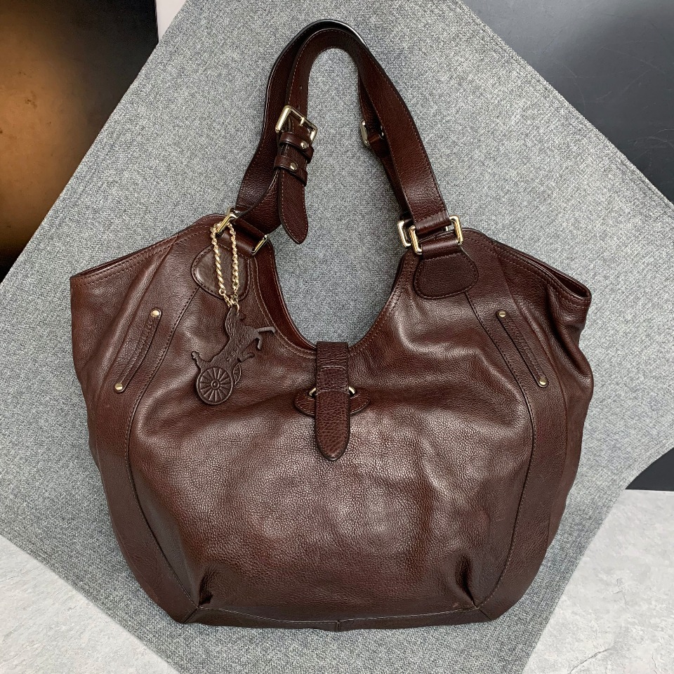 celine/瑟琳红棕色小牛皮手提包