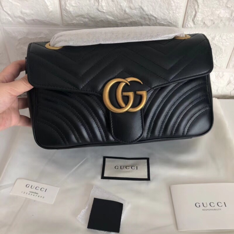 gucci女士gucci marmont 黑色链条包