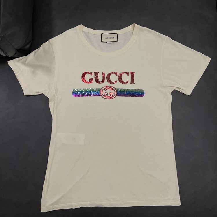 服装 t恤 gucci 古驰t恤亮片腰带短袖t恤s码t302 gucci 95新 2859