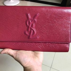 saint laurent paris 圣罗兰红色油蜡皮手包