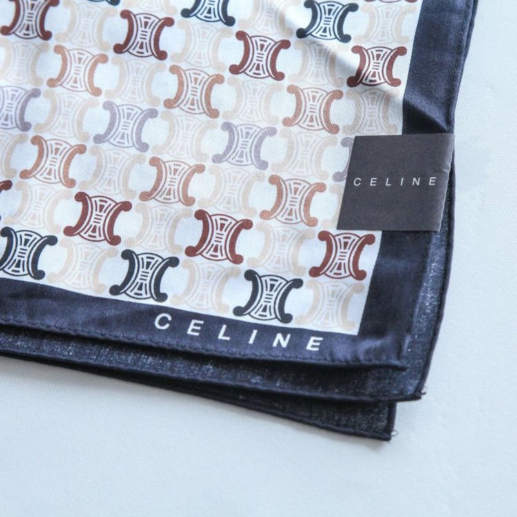 celine 赛琳fj08052黑色配边经典双c,logo图案印花方巾